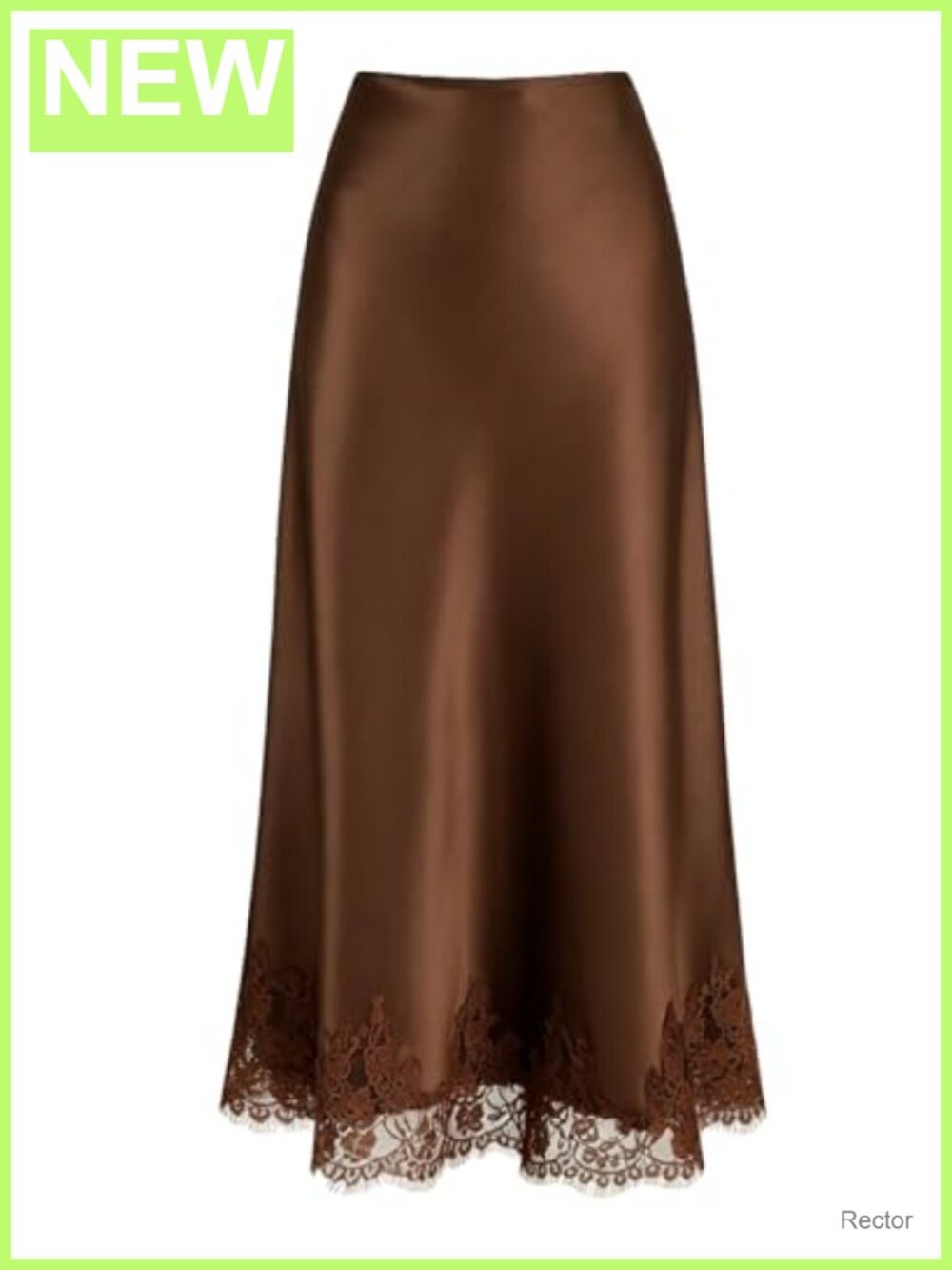 Lace Trim Satin Midi Skirt High Waisted A-Line Long Skirt